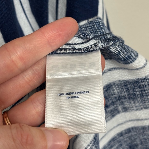 Lands End 100% Linen Tank Swing Dress in Deep Sea Navy Stripe - Size 2X - Picture 6 of 8